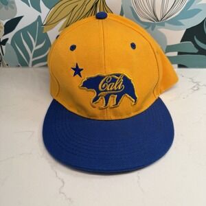 California Republic CALI BEAR Hat Blue Yellow Vintage